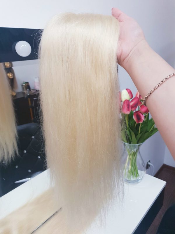 Tupet z włosów brazylijskich z mikroskórą 35cm Blond #613