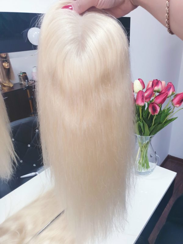 Tupet z włosów brazylijskich z mikroskórą 30cm Blond #613