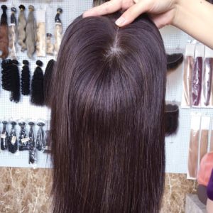 Topper BEATA – Włosy naturalne z mikroskórą Brąz #2 35cm