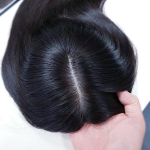 Topper MARLENA – Włosy naturalne z mikroskórą Czarny #1b 45cm