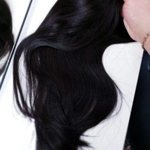 Topper MARLENA – Włosy naturalne z mikroskórą Czarny #1b 45cm