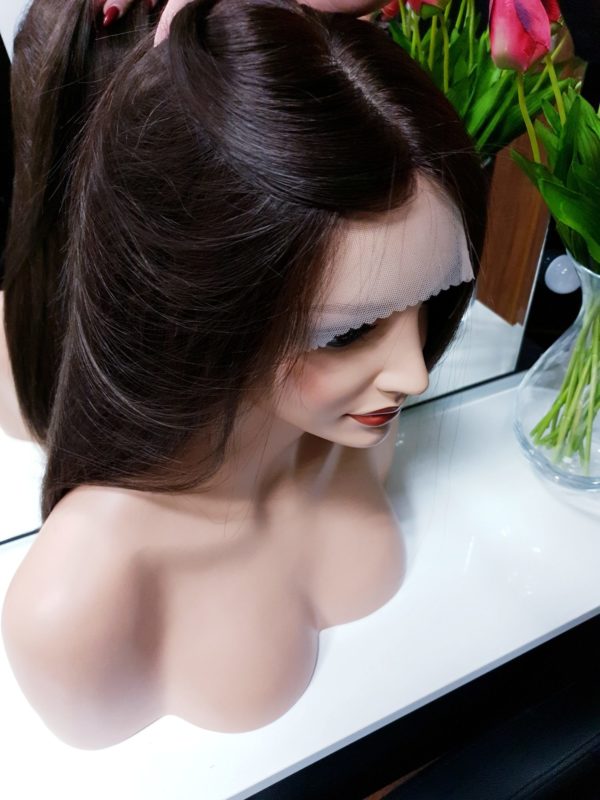 Peruka naturalna Celine ciemny brąz proste włosy