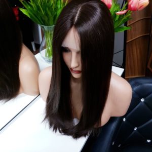 Celine – Peruka naturalna ciemny brąz proste włosy