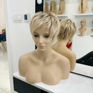 KLER – Peruka naturalna krótka. Słowiańskie włosy 15cm Blond