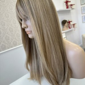 Topper Aria –  Włosy naturalne Blond Baleyage 55cm Grzywka